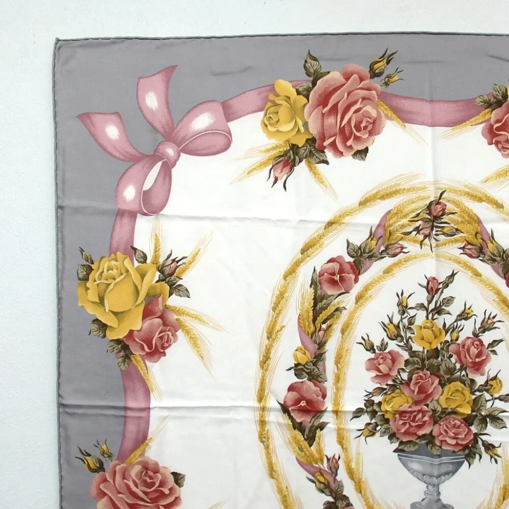 Authentic Christian Dior Floral scarf silk [Used]